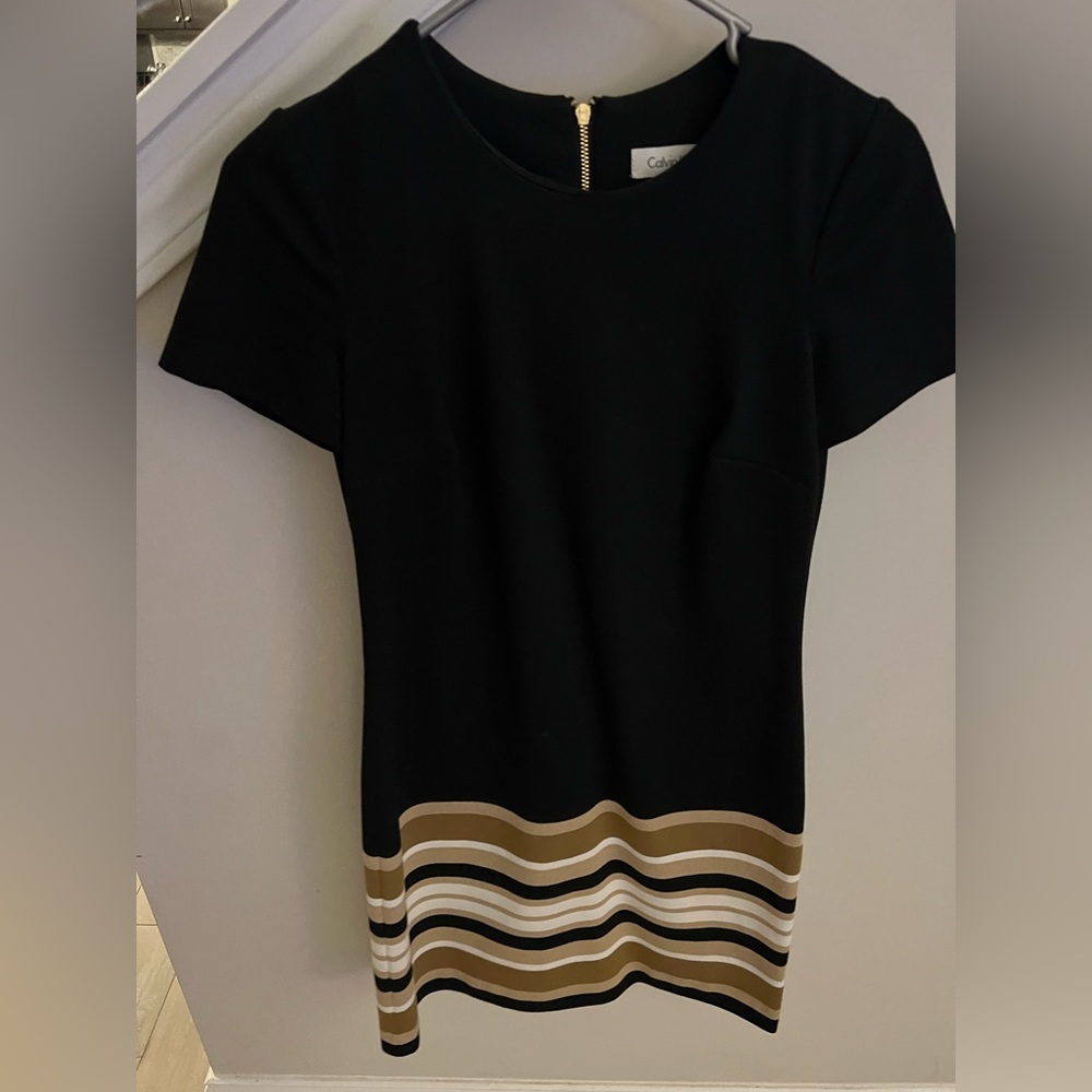Calvin Klein black dress with stripe detail